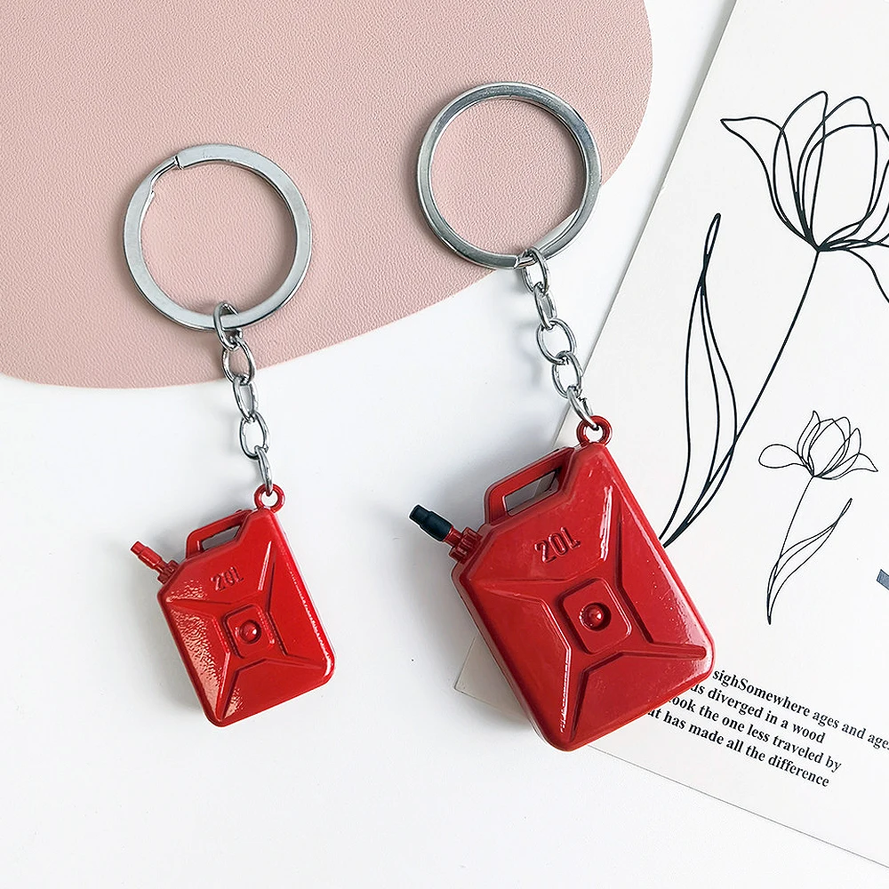 Fire Extinguisher Keychain Red Oil Drums Shape Metal Keyring For Men Women Backpack Car Key Accessories Game Player Gifts