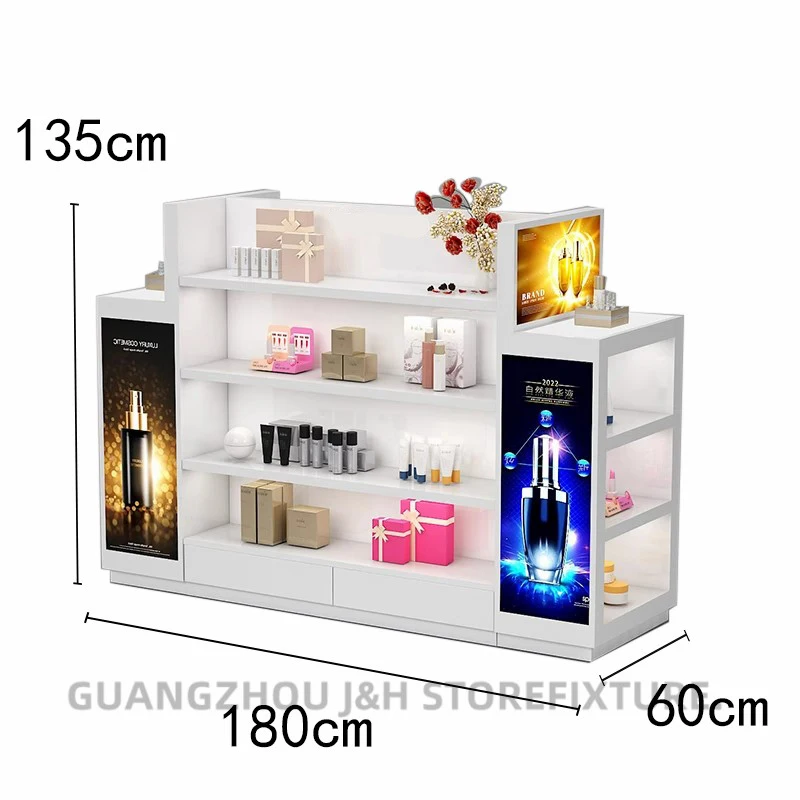 ระบบชั้นวางสินค้าแบบกอนโดลาไม้สมัยใหม่ ชั้นวางสินค้าแบบกอนโดลาไม้ ชุดชั้นวางสินค้าแบบเกาะสำหรับเครื่องสำอาง