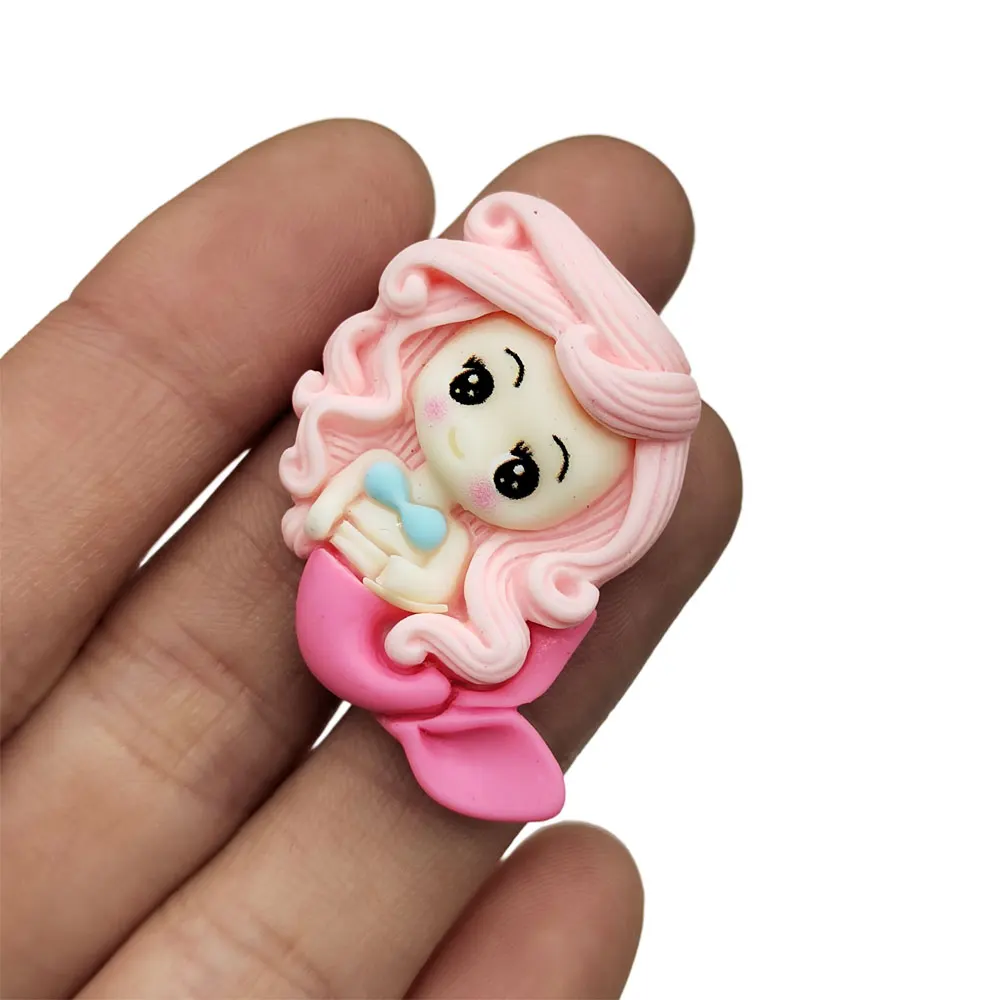 10/20/50Pcs  Cute Resin Mermaid Princess Flat Back Cabochon Scrapbooking Craft DIY Hair Bows Clips Accessories Phone Case Decor