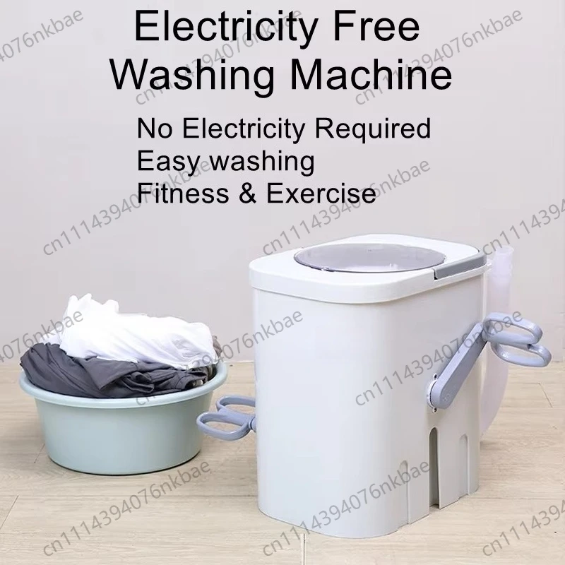 Non-Electric Manual Washing Machine, Portable Mini Hand Crank & Foot Pedal Clothes Washer for Student Dormitory Household Use