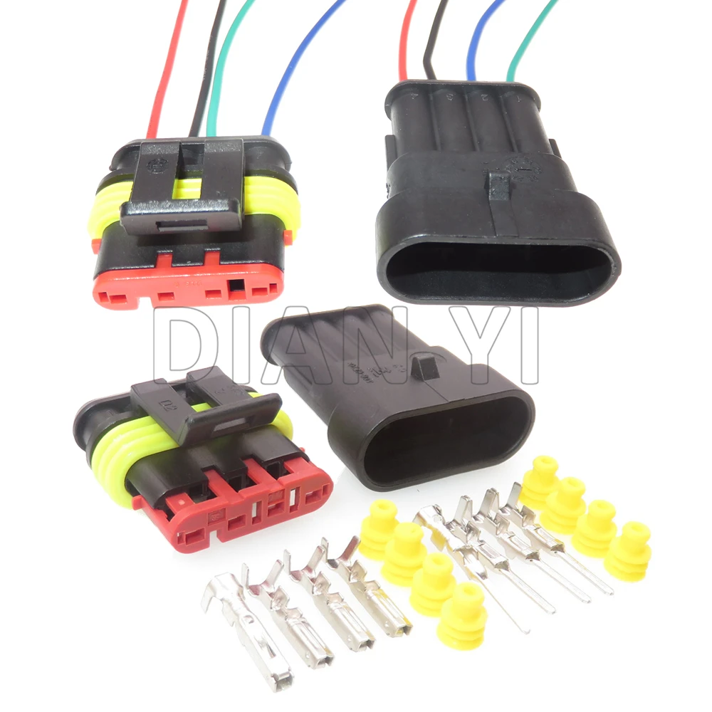 

1 Set 4 Way Starter 282106-1 282088-1 Automotive Wire Connector Car Wiring Terminal Socket With Cables Auto Accessories