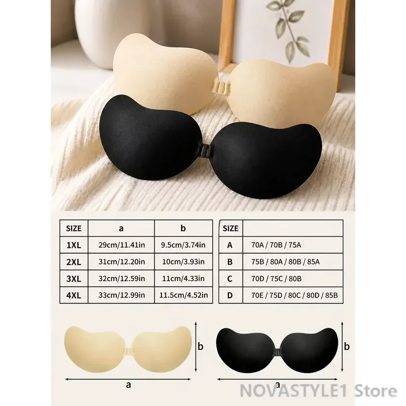 2 Pairs Breathable Invisible Bra for Women with Deep V Neckline Support Self Adhesive Strapless Backless Bralette for Summer view 4