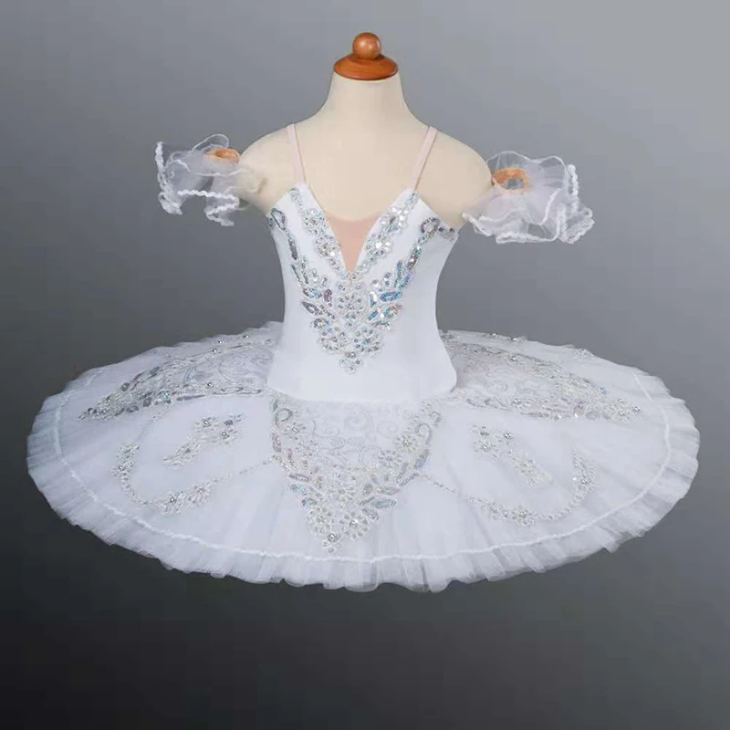 white silver Ballet Tutu Professional girls nutcracker Classical Pancake Tutu orange Stage Performance Costume For child 8931