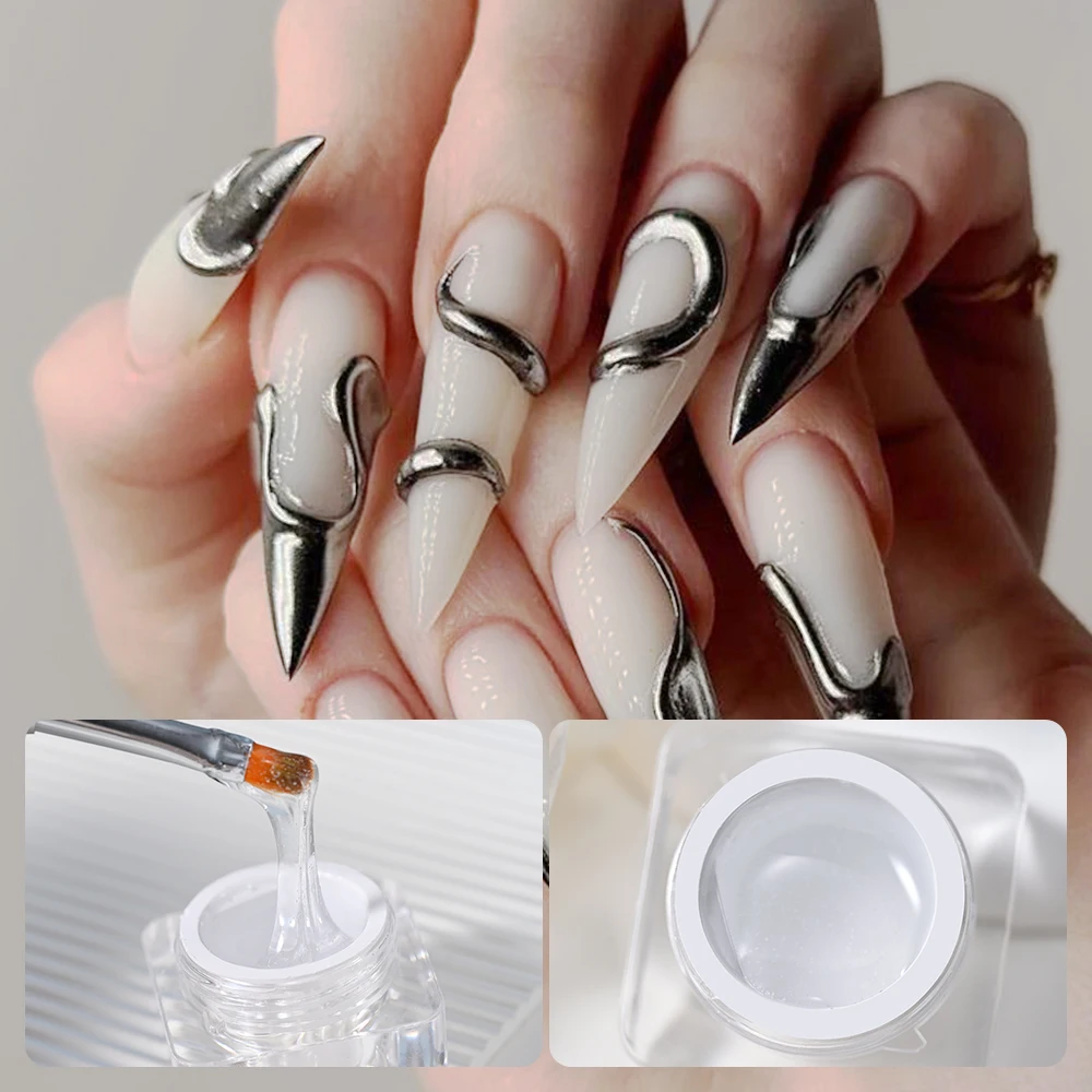 1Box Magic Mirror Powder Nails Modeling Gel Semi-Solid UV LED Carving Glue Wave Texture Line Pattern DIY Manicure Supplies G