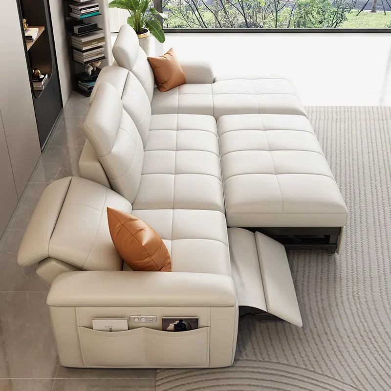 الكهربائية وظيفية أريكة سرير الأثاث مسند الرأس قابل للتعديل الجلود على شكل حرف L كرسي أريكة النشاط مزيج غطاء أريكة #5
