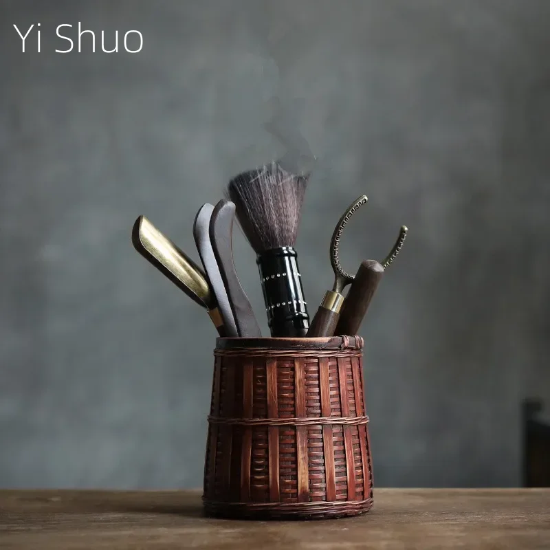 

Ebony Solid Wood Tea Ceremony Six Items Set Kung Fu Tea Utensils Tea Rattan Set Tea Clamp Tea Knife Tea Strainer Tea Accessories