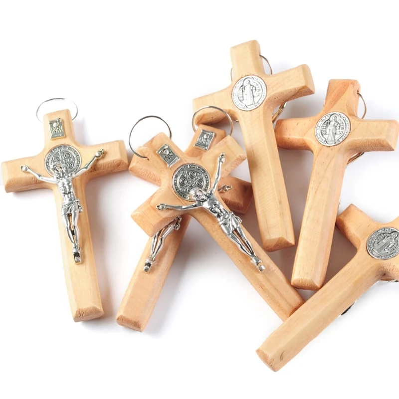 2025 New Handmade Wood Jesus Crucifix Wall Decoration Jewelry Religious Necklaces Pendant Making Prayer Hand Holding