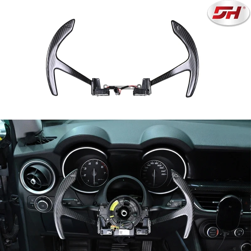 

Car carbon fiber steering wheel paddles For Alfa Romoe Giulia Stelvio Car Accessories