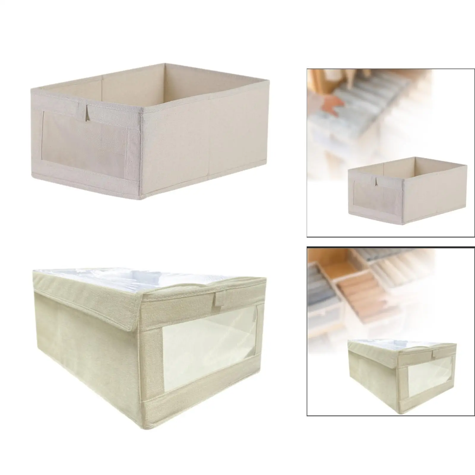 Storage Bin with Clear Window Foldable Cloth Basket Large Capacity Space Saving