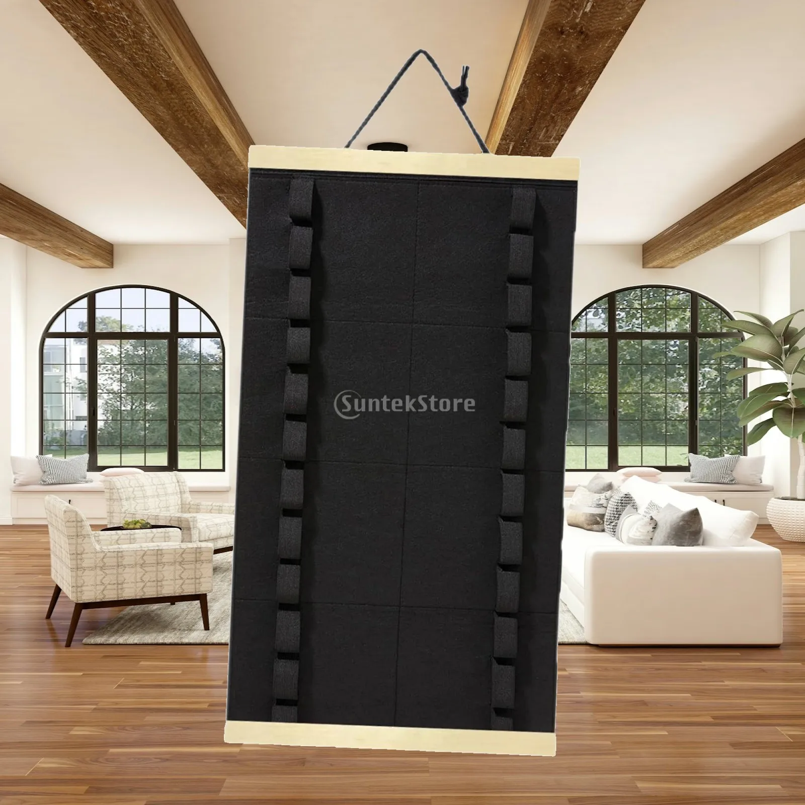 Wrestling Belt Holder Easy Insert Remove Felt and Wood Belt Display Rack Martial Arts Storage for Home Gym