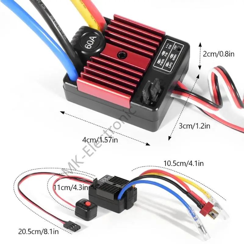 R2LF Industrial 60A gebürsteten Geschwindigkeitsregelungskühlungsdesign unterstützt 540/550 Motoren 2 3S LiPoes Nimh