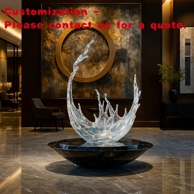 custom.JingYue Custom Modern Transparent Splash Art Sculpture Hotel Lobby Home Decorative Ornament