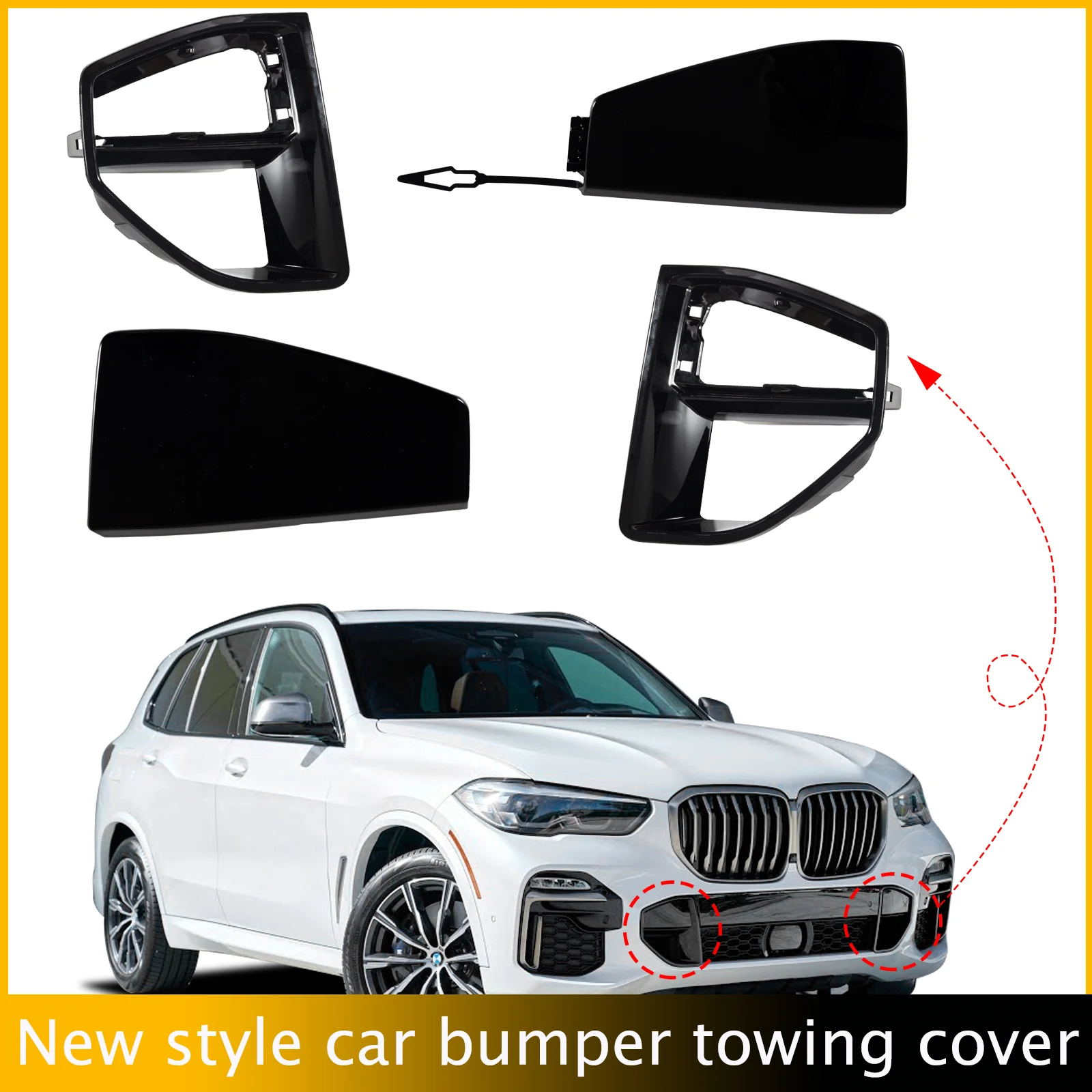 

Front Bumper Tow Hook Cover Cap Towing Eye For BMW X5 Series MSport G05 Fit 25dX 30d 30i 40iX 45e 50iX M50 xDrive SAV 2019 2020