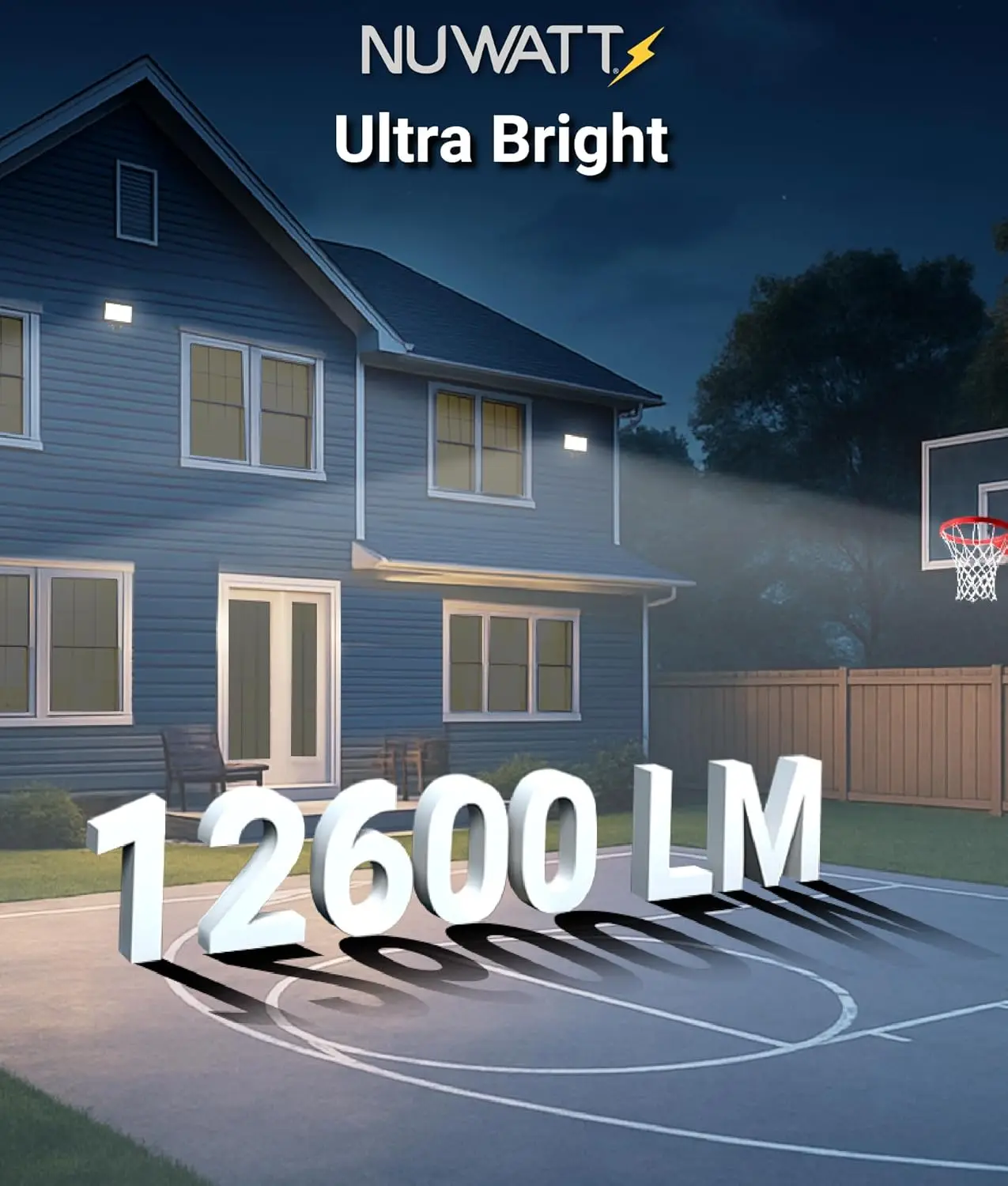 90W LED Flood Light, 3 Color Temperatures Selectable, IP65 Waterproof, Adjustable Mount, 12600LM Dimmable for Outdoor Security