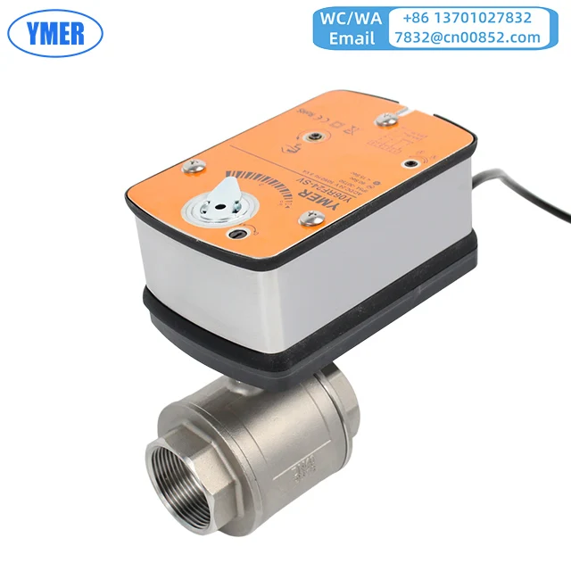 

YMER Fail-return Electric Control Valve Stainless Steel 304 0-10V 4-20mA Modulating Ball Valve Fail-safe N.C. NO 24V AC220V HVAC