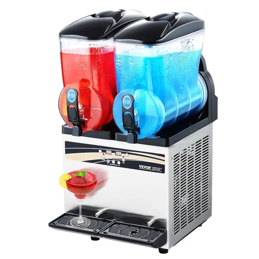 

15L Dual Tank Slushy Machine for Margarita Smoothie Frozen Drinks Maker Commercial Use