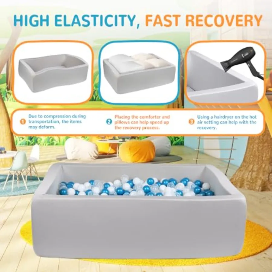 幼児用特厚長方形フォームボールピット 47 x 35 ソフトな屋内外兼用ベビーサークル（ボールなし）軽量で理想的なギフト