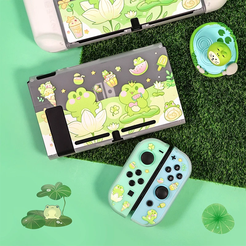 Cute Frog Funda Case for Nintendo Switch OLED Protective Case Hard PC Cover JoyCon Controller Gaming Accessories for Switch