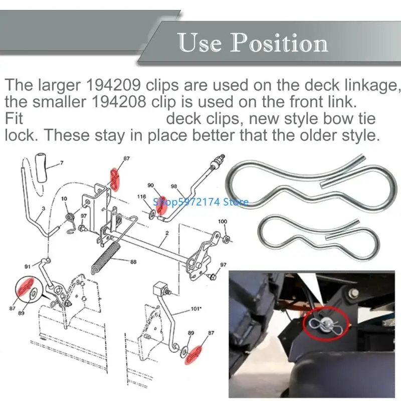 Y3NB Butterfly Cotter Deck Clip for Lawn Mower Deck Hardware, 10 Piece Assortment with Two Size Retainers for Deck Repair and