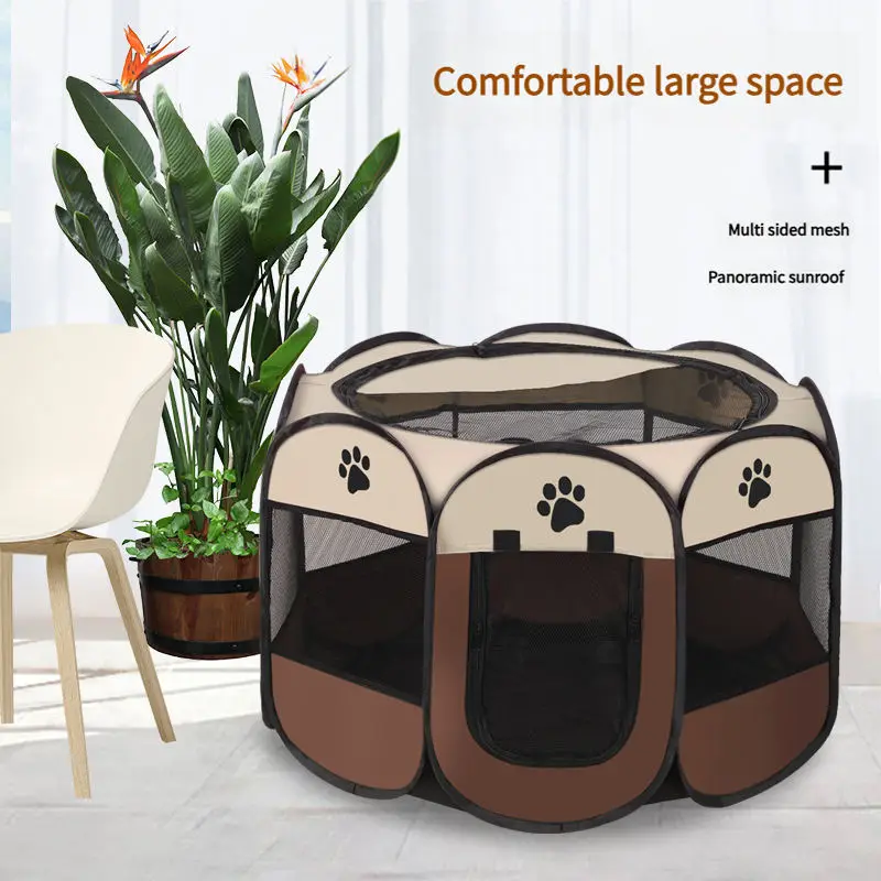 Portable Foldable Octagonal Pet Tent Indoor & Outdoor Pet Playpen Fence Kennel for Dogs and Cats, Easy Setup Large Pet Enclosure