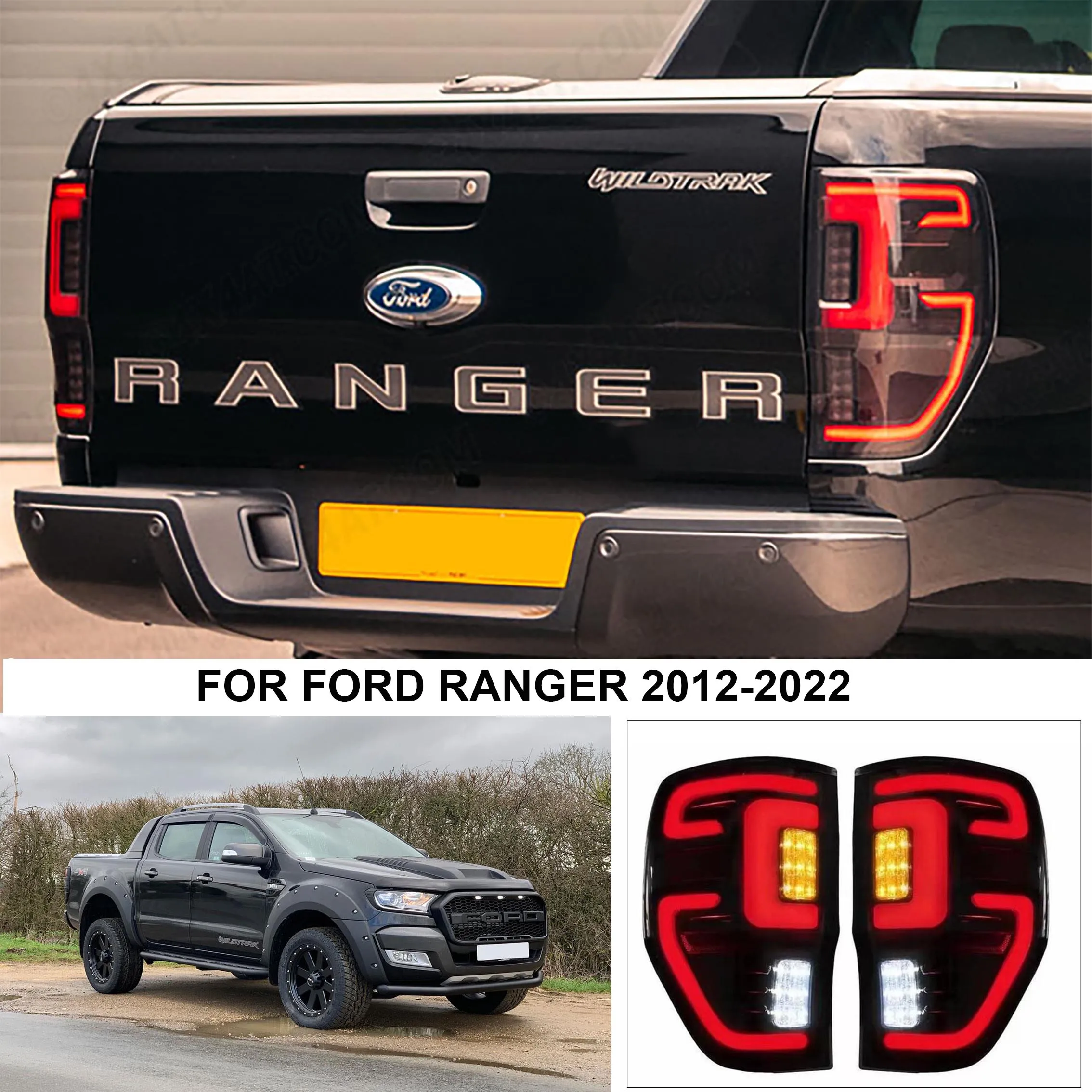 Rear Tail Light Tail Lamp Taillights For Ford Ranger Wildtrak 2012-2022 T6 T7 T8 PX MK1 MK2 XLT XLS XL Reverse Brake LED Lights