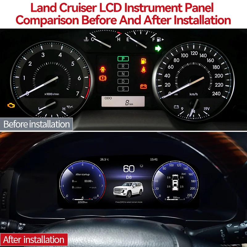 LCD Instrument Cluster For Toyota Land Cruiser 200 2007-2020  Digital Panel Dashboard Virtual Cockpit Tachometer Gps Linux