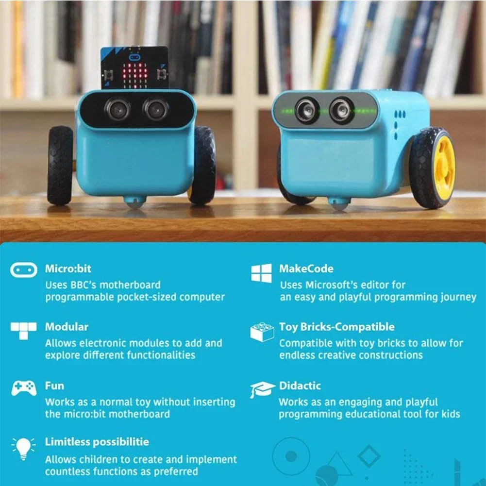 Programmable Smart Car Micro:bit TPBot Car, Kit de codage de robot, Pigments d'extension pour enfants, Construction de nuits, Classe d'apprentissage, Fuchsia