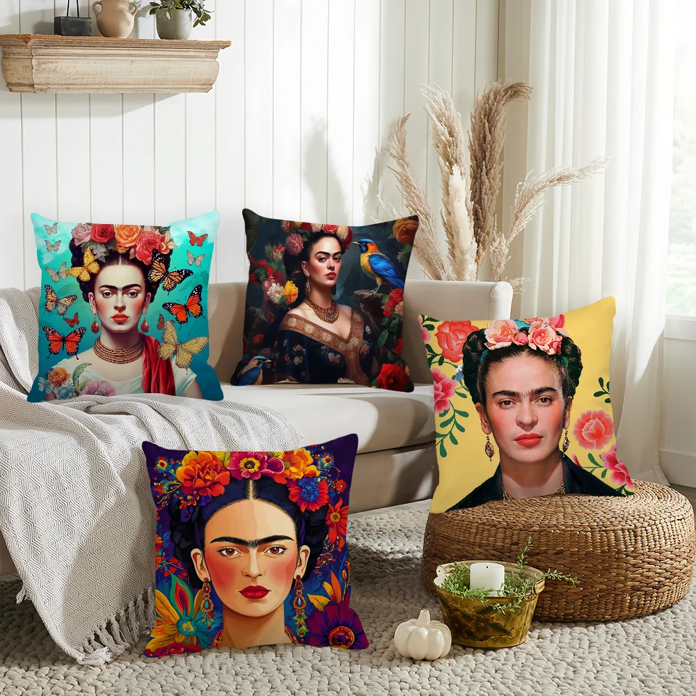

Funny Artist F-Frida K-Ka-H-hlo Pillow Case Home Cushion Cover Suitable For Office Sofa Car Suitable For All Seasons