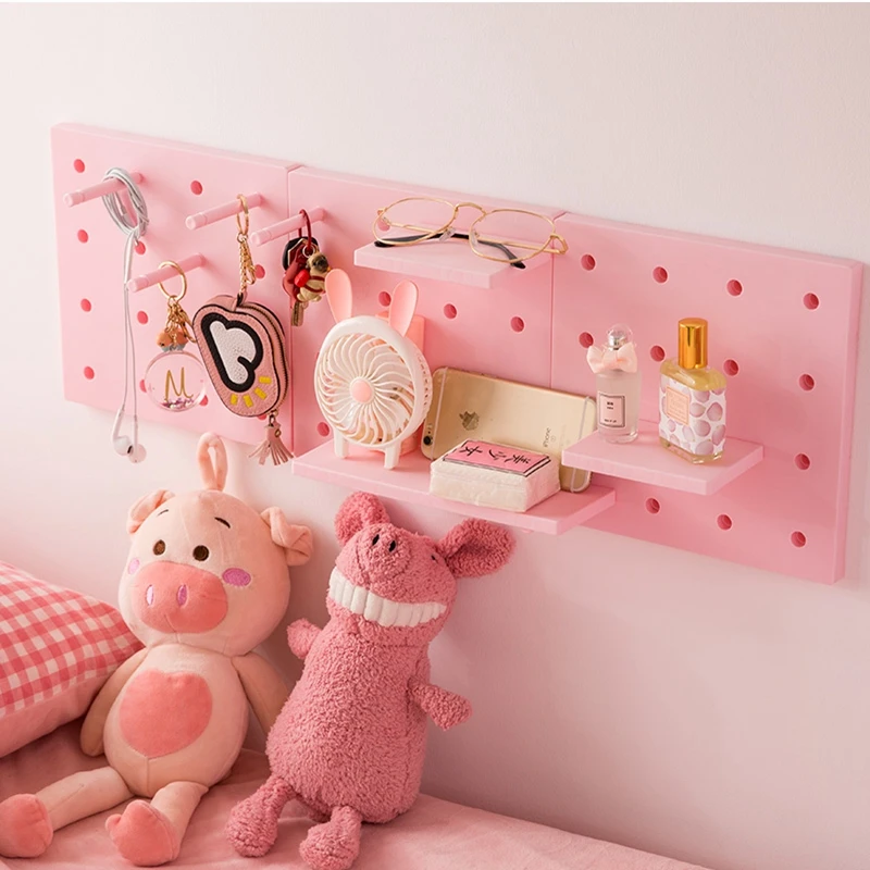 DIY Shelves Wall Storage Rack Hole Plate Storage Shelf Living Room Kitchen Bedroom Hanging Multi-layer Wall Shelf Storage