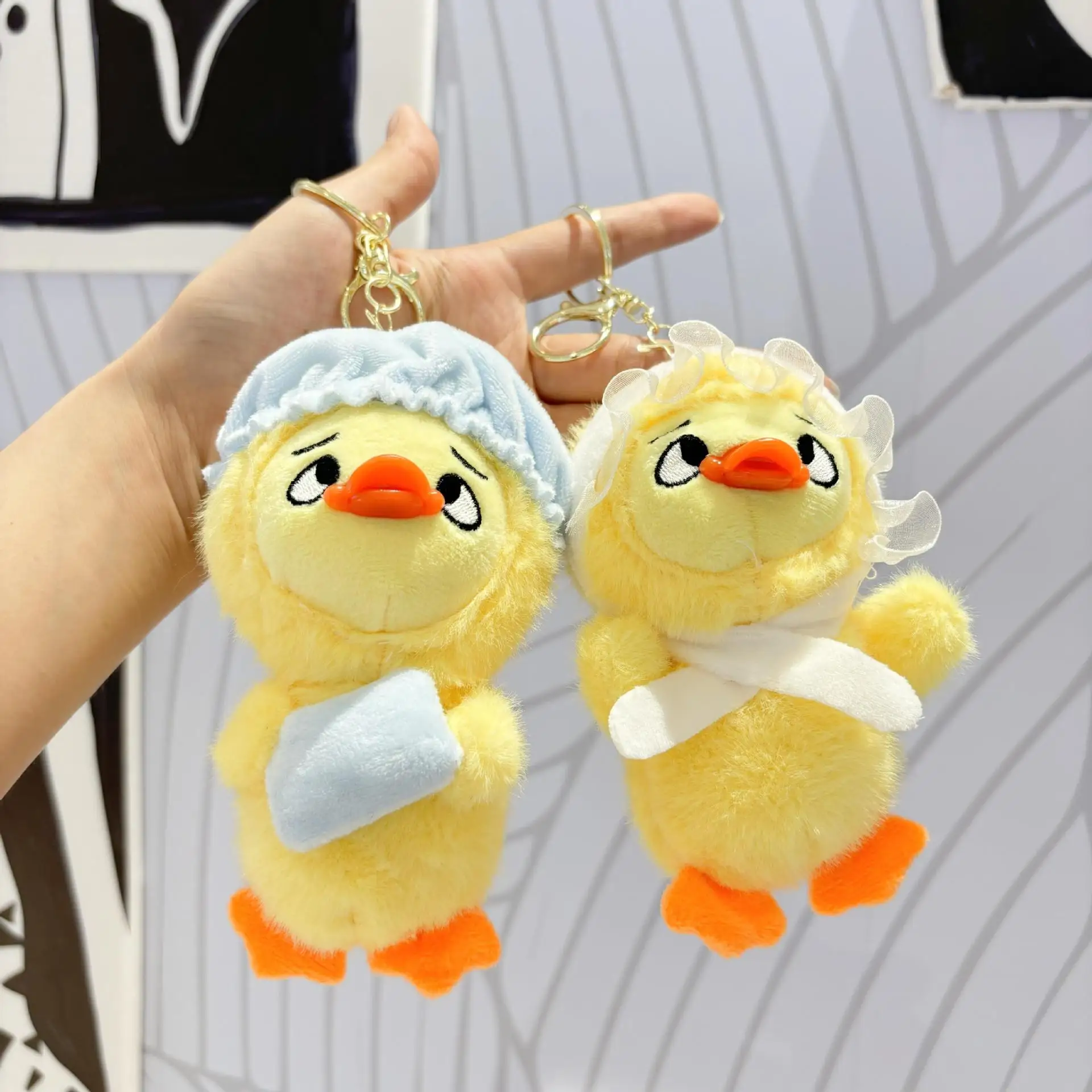 new Annoying Duck Pendant for Work I'm so annoyed with duck plush toys bag  hanging decorations keychains Worried duck