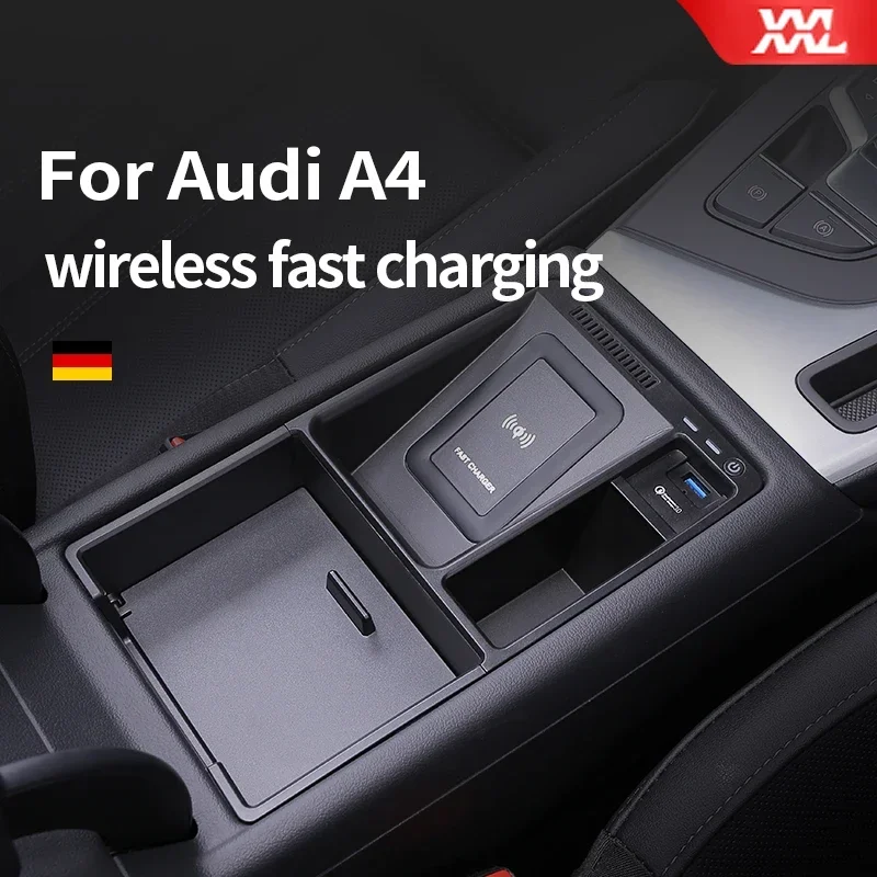 Mobile Phone Car Wireless Charger Charging Plate Interior Modification For Audi A4 S4 B9 2019 2020 2021 Sedan