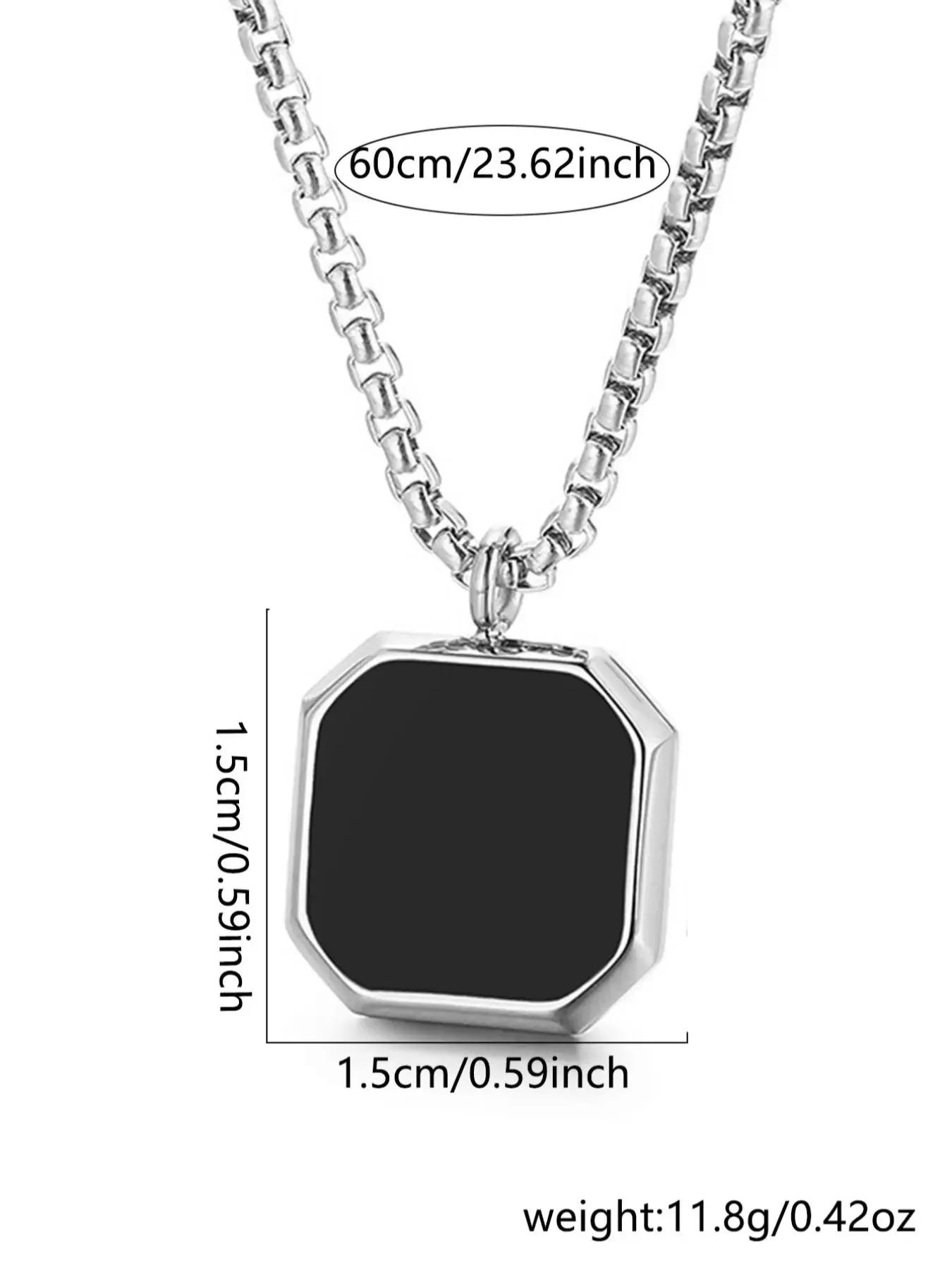 Men's Street Trend Square Shaped Geometric Design Stainless Steel Pendant Necklace, Retro Trendy Pendant Necklace, Minimalist Necklaces, Chic Vintage Jewelry As Gift for Boyfriend