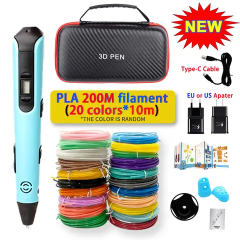 New Children's 3D Pen 3D Printing Pen DIY Pens Creative Child's Birthday Christmas Gift PLA Filament Power Adapter Travel Case
