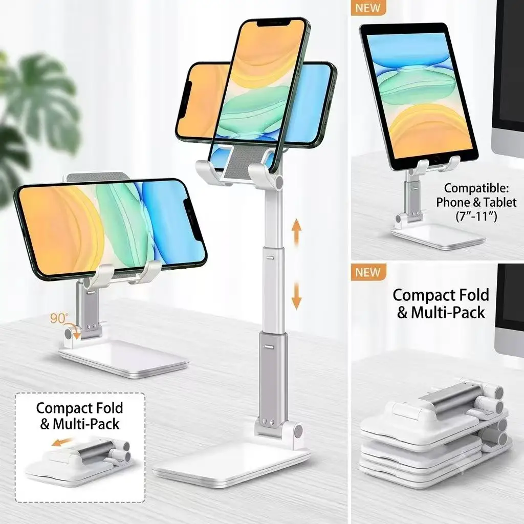 Desktop Phone Tablet Holder Adjustable Height Foldable Stand Portable Lazy Support For Cell Phone Tablet Mount Desk Dock Bracket