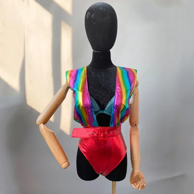 

Бар, ночной клуб, Dj Ds, красочное пальто с бахромой, радужное боди, головные уборы, женский танцевальный костюм Gogo, одежда для джазовых танцев, праздничный наряд