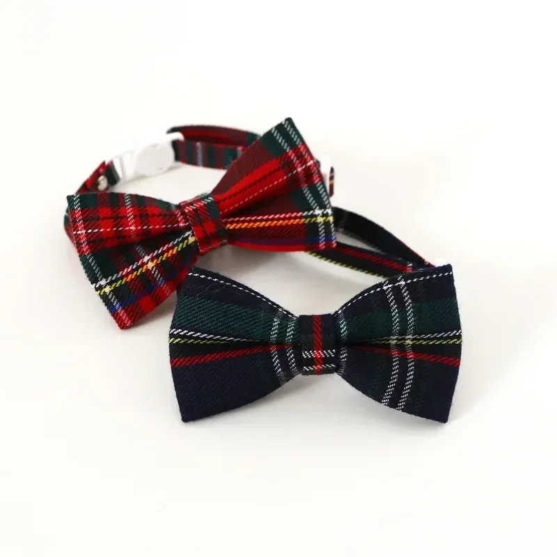 Pet Accessories Small Dog Cat Bow Tie Christmas Plaid Puppy Kitten Cat Bowknot Bowtie Collar Adjustable Breakaway Cat Collar