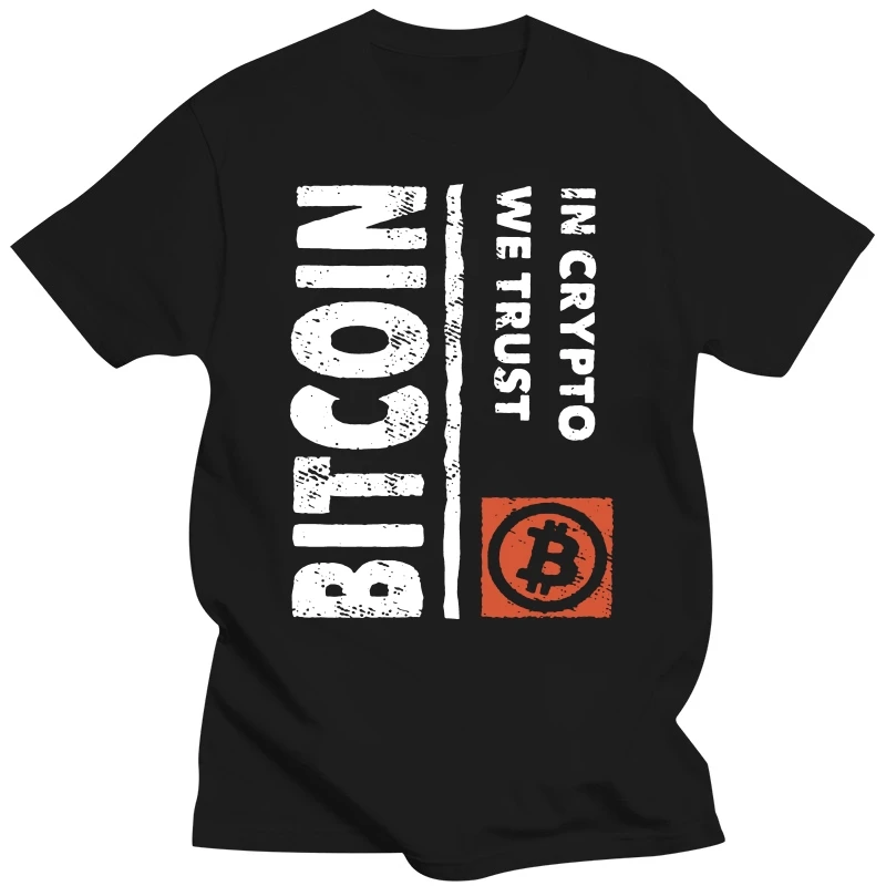 

Vintage Grunge Bitcoin Retro In Crypto We Trust T Shirt for Men Pure Cotton T-shirt Short Sleeves BTC Tee Cryptocurrency Tshirt