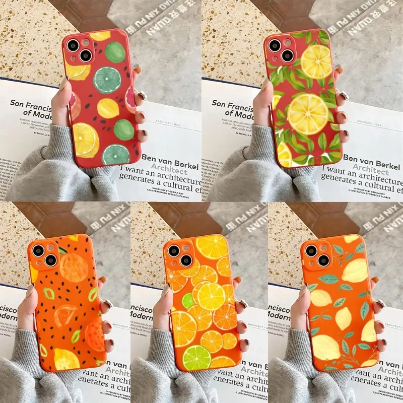 

Fruit Lemon Phone Case Apricot Orange Red For IPhone 12Pro 12 11 14 Pro Max Mini Xs X Xr 7 8 6s Plus Se2020 Shell