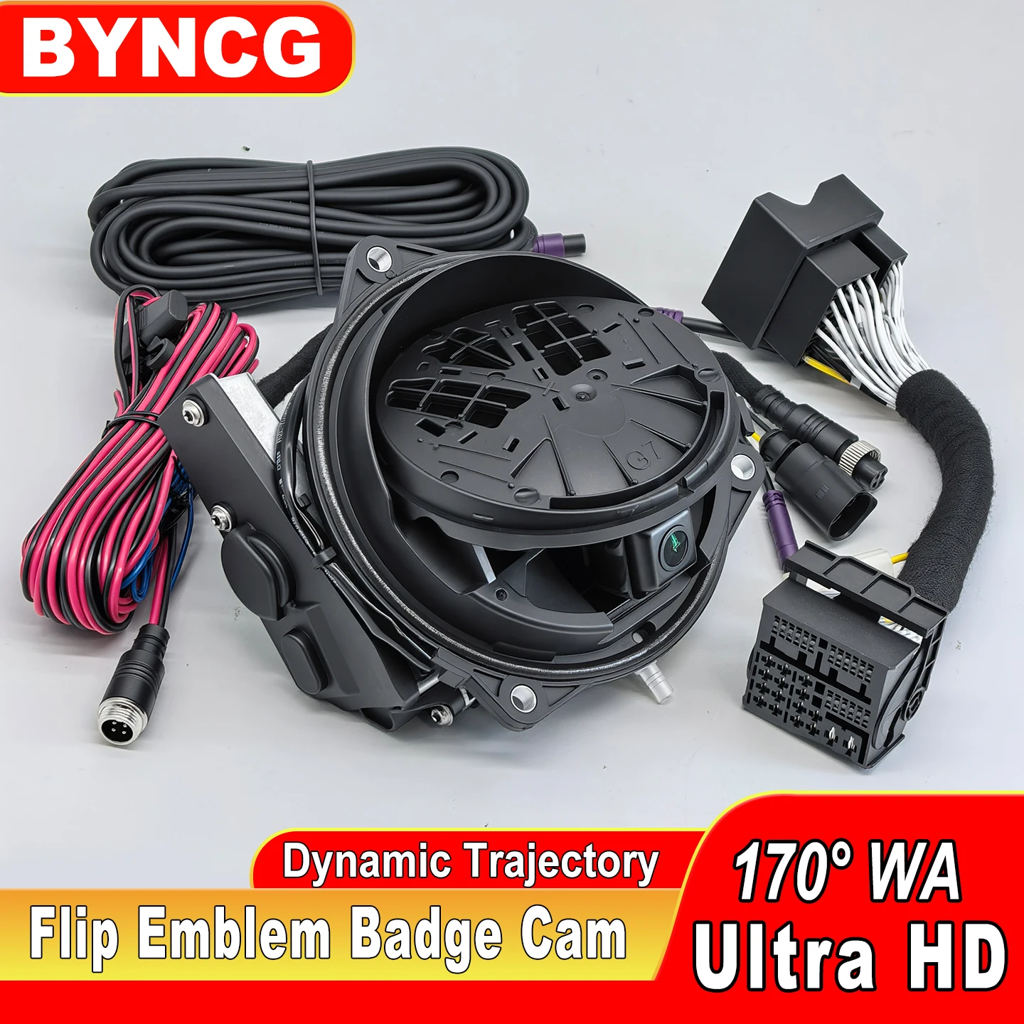 Plug-and-Play MIB MQB 170 °   1080P Flip-Emblem Rückfahrkamera mit dynamischer Trajektorie für VW Golf 7 MK7 7.5 R-Line Golf R GTI GTE