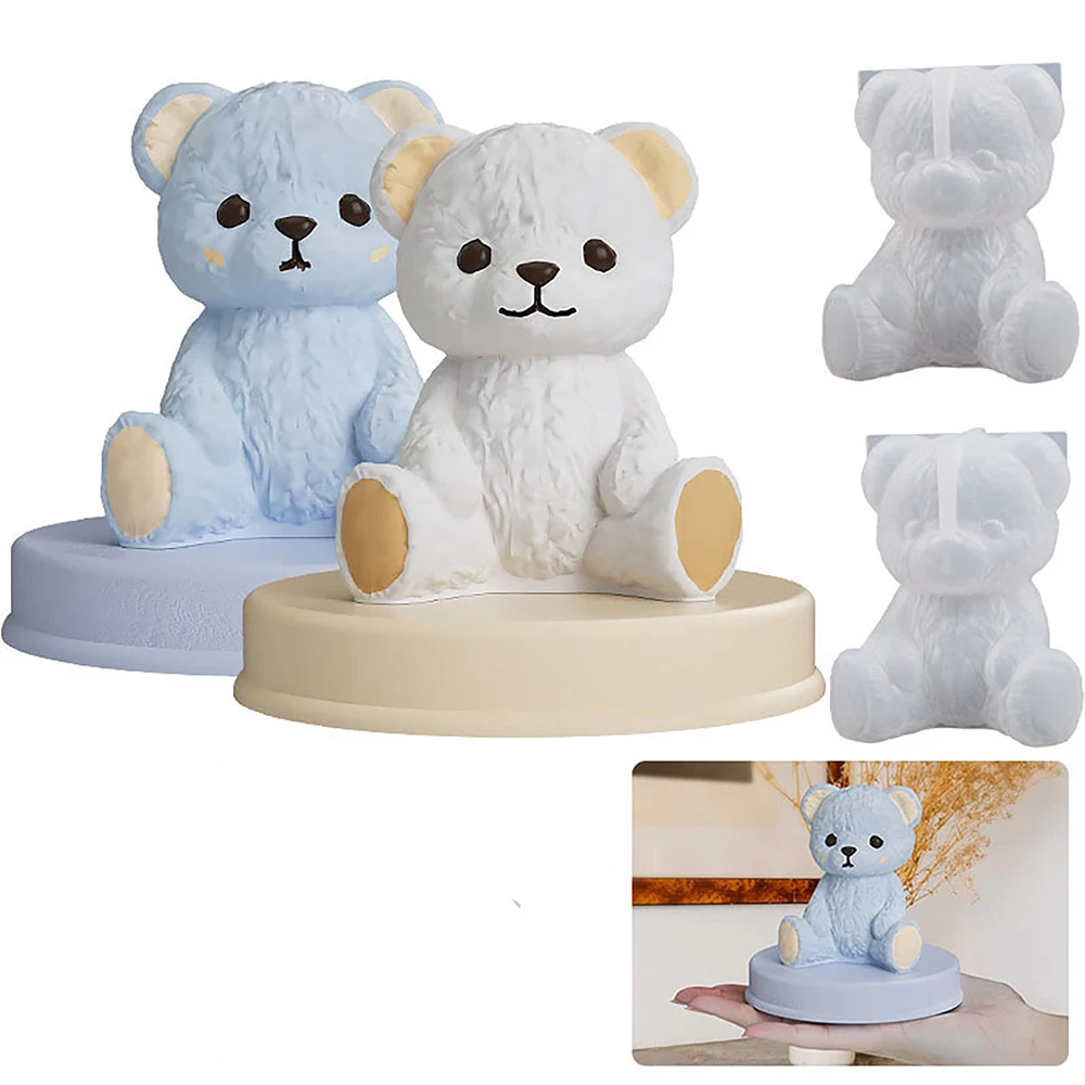 3D Bear Mold, Ice Cube Tray, Cute Candle Mould, for DIY Handmade Gifts, Art Crafts, Soap, Home Decoration, Kitchen Baking Tools