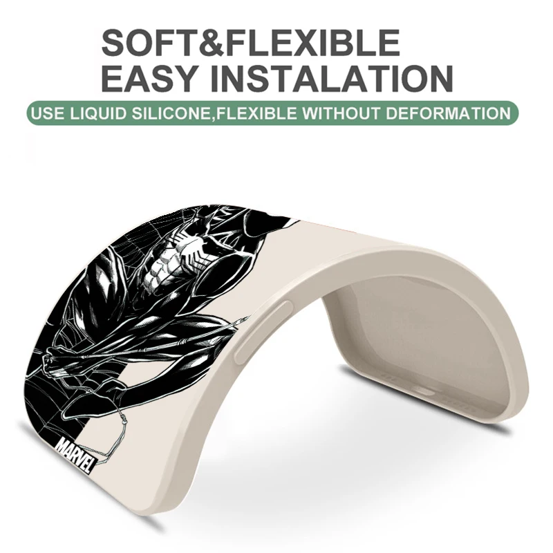 حافظة سيليكون سائلة لينة لهواوي ، فينوم ، سبايدر مان ، أعجوبة ، p50 ، p50e ، p40 ، p30 ، p20 pro lite ، p smarty ، z s