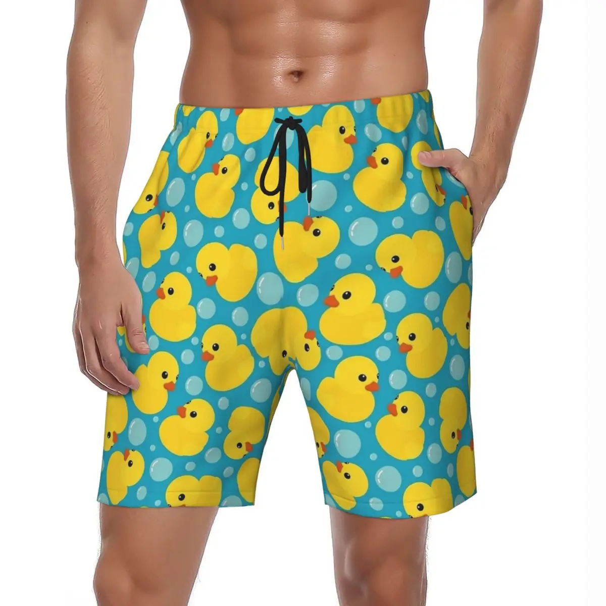 

Мужские шорты для спортзала, желтая резиновая утка, Гавайские пляжные плавки, удобные шорты для серфинга с героями мультфильмов, высокое качество, большие размеры, шорты для доски