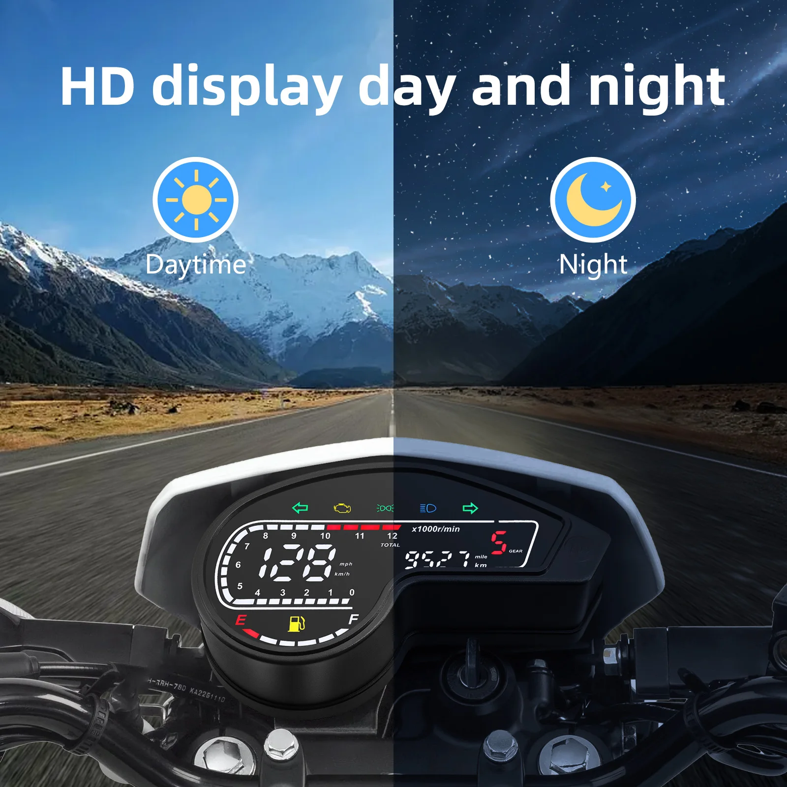 عداد سرعة الدوران العالمي الجديد لـ Moto RPM مناسب للسرعة الرقمية المقاومة للماء لوحة القيادة عداد المسافات لهوندا لياماها