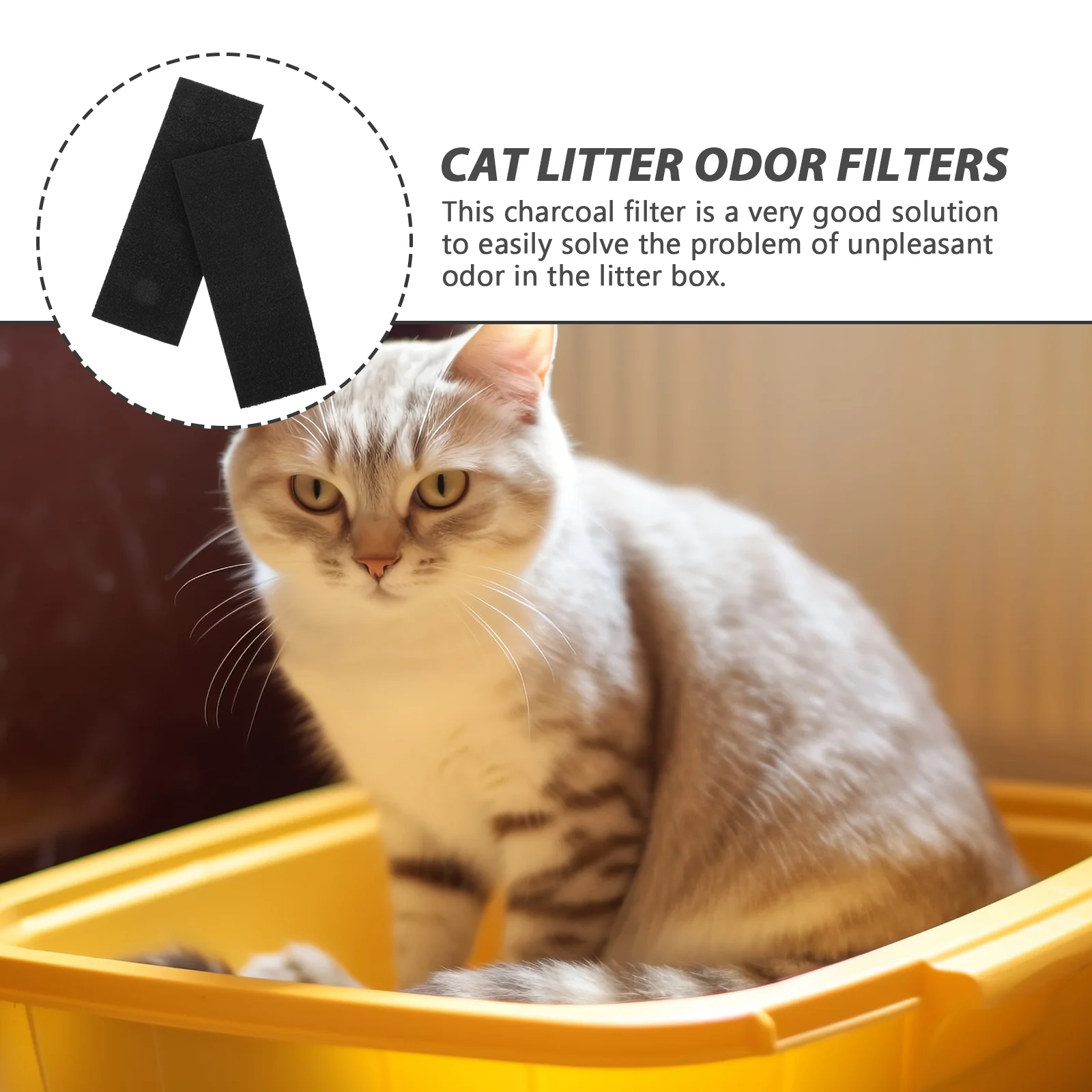 2 Pcs Cat Litter Box Filter Cotton Replaceable Deodorizers Activated Carbon Accessory Filters Pads Portable