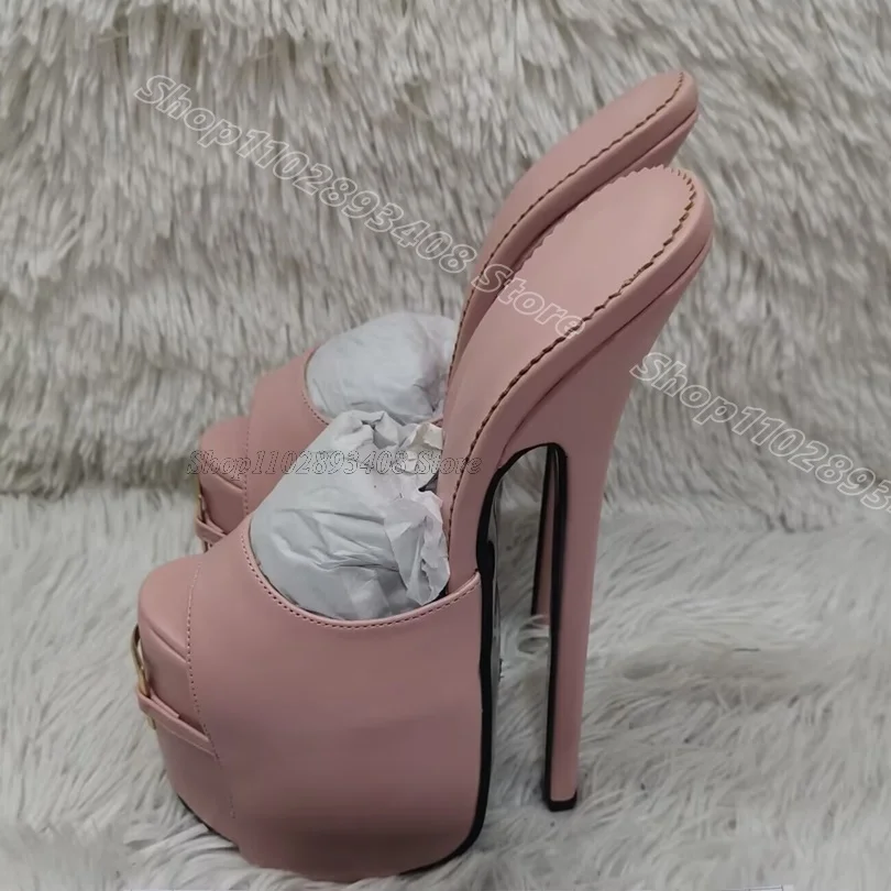 

Pink Platform Sexy Slippers Matte Leather Peep Toe Platform New Fashion Summer Women Dance Party Shoes 2025 Zapatos Para Mujere