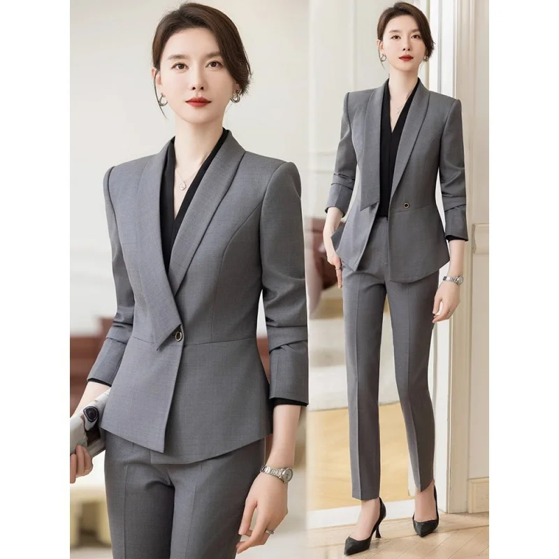 Elegant professional women's suit, fashionable and stylish goddess blazer, workplace workwear, formal attire for jewelry stores