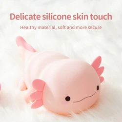 1Axolotl Night Light for Kids 2 Brightness Silicone Nursery Sleeping Lamp Portable USB Rechargeable Bedside Lamp For Baby's Room
