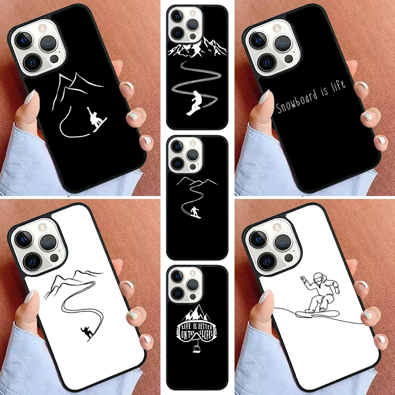 Funda de teléfono para esquiar en nieve y Snowboard, carcasa para iPhone 15, 14 Pro, 11, 13, 12 Mini, X, XR, XS Max, SE 2020, 6, 7, 8 Plus