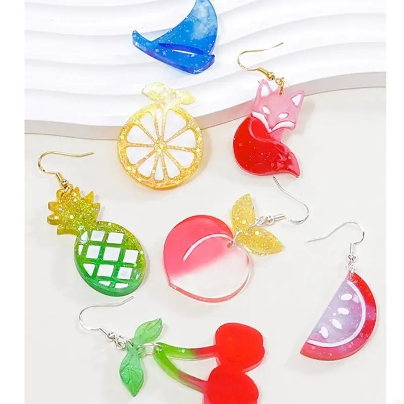 195C Epoxy Shells Mold Fruit Animal Series Earrings Pendant Mold Phone Keychain Pendant Silicone Mold for Decor