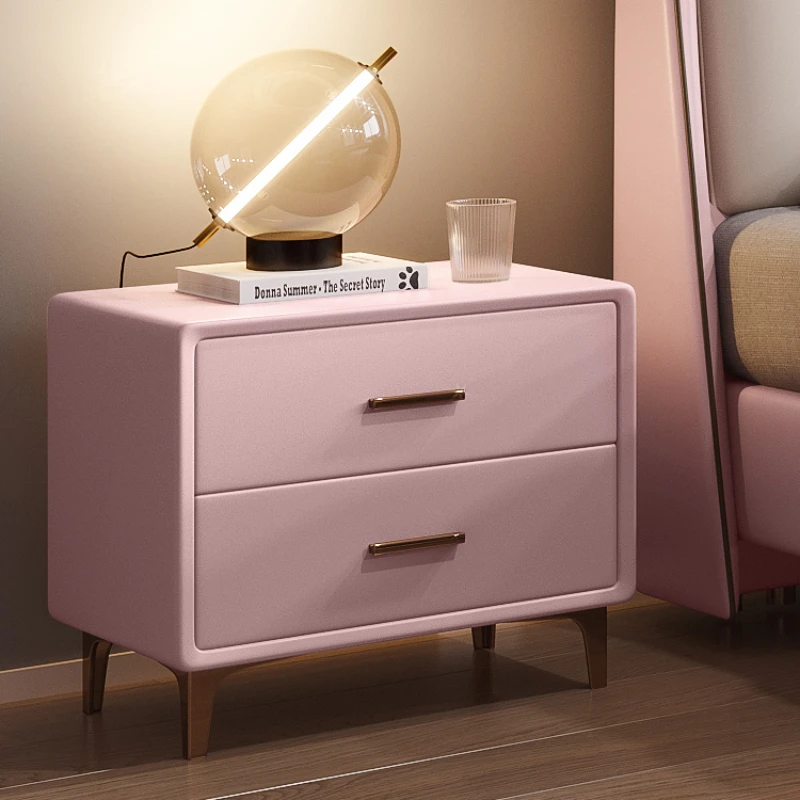 Orecchie di gatto Letto per bambini Ragazza Rosa Cartoon Letto principessa Portaoggetti in pelle Letto singolo moderno per bambini Set camera da letto Cama in legno massello